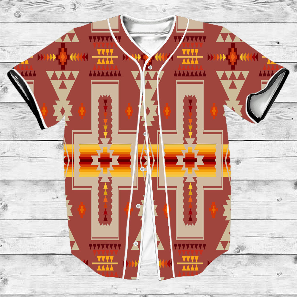 Tan Tribe Design Native American Baseball Jersey LT10 - Wonder Print Shop