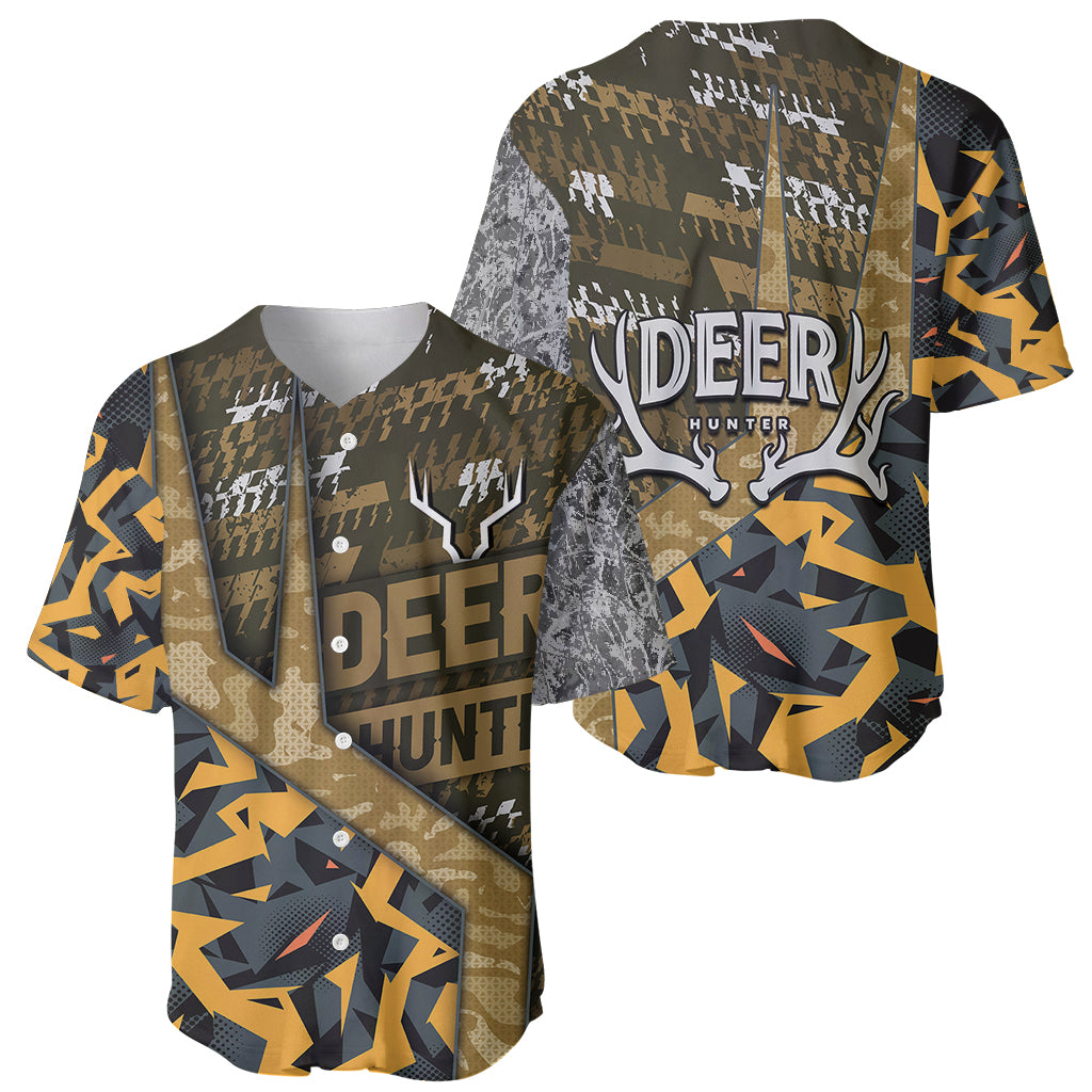 Deer Hunting Grunge Pattern Baseball Jersey - Wonder Print Shop