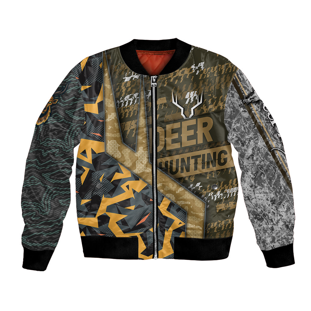 Deer Hunting Grunge Pattern Bomber Jacket - Wonder Print Shop