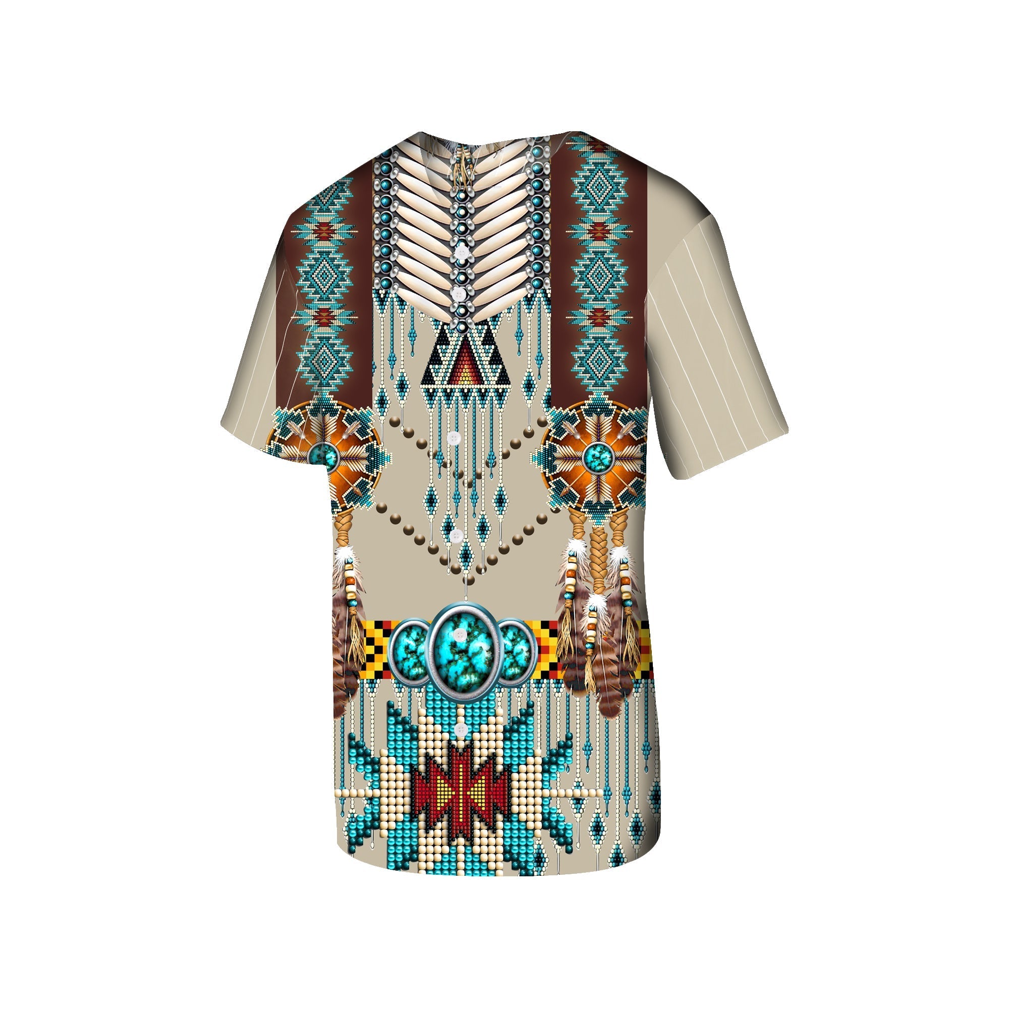 Turquoise Blue Pattern Breastplate Native American Baseball Jersey LT10 - Wonder Print Shop