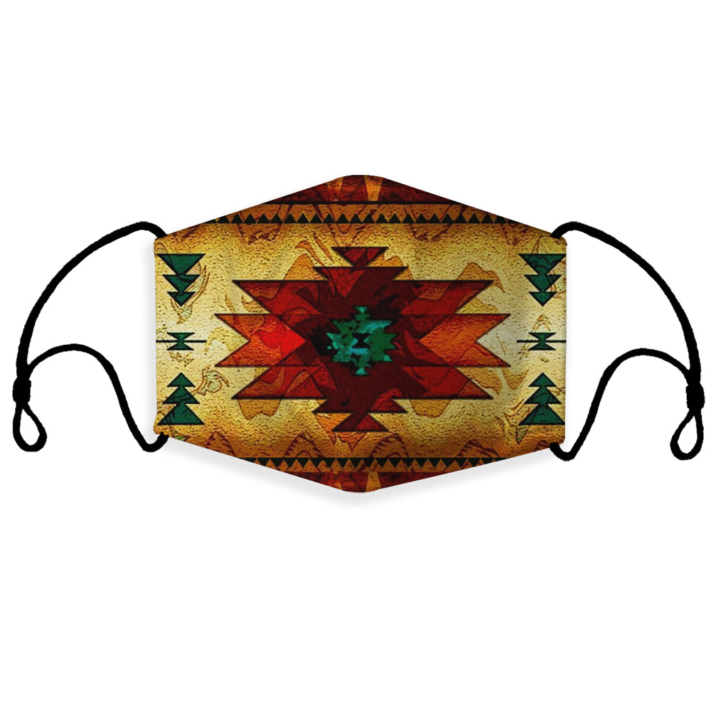 Colorful Native American 3D face mask with filter and adjustable ear loops
