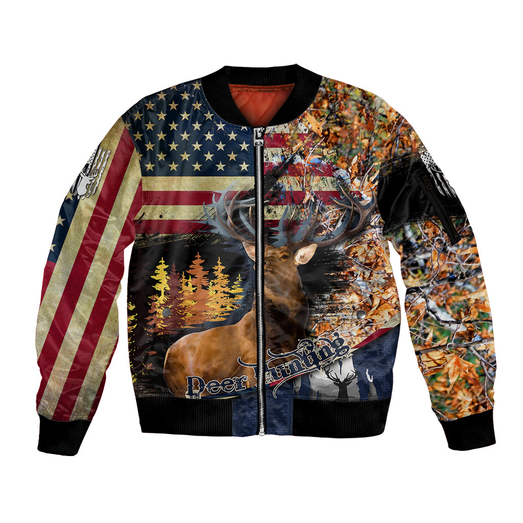 deer-hunting-american-flag-deciduous-forest-pattern-sleeve-zip-bomber-jacket