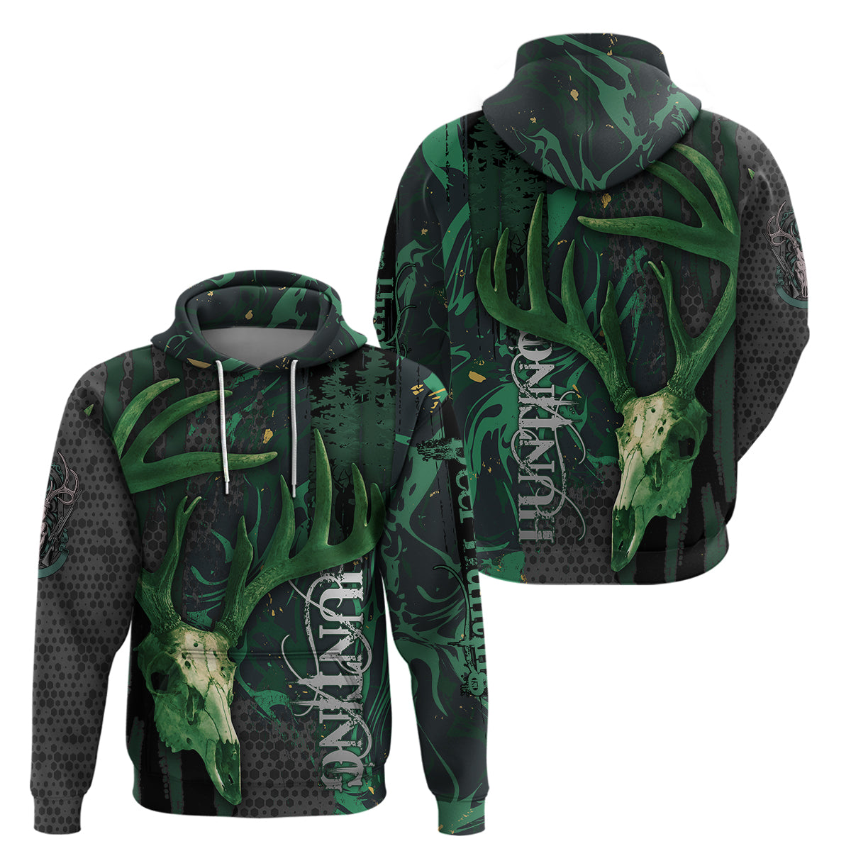 deer-hunting-green-grunge-pattern-hoodie