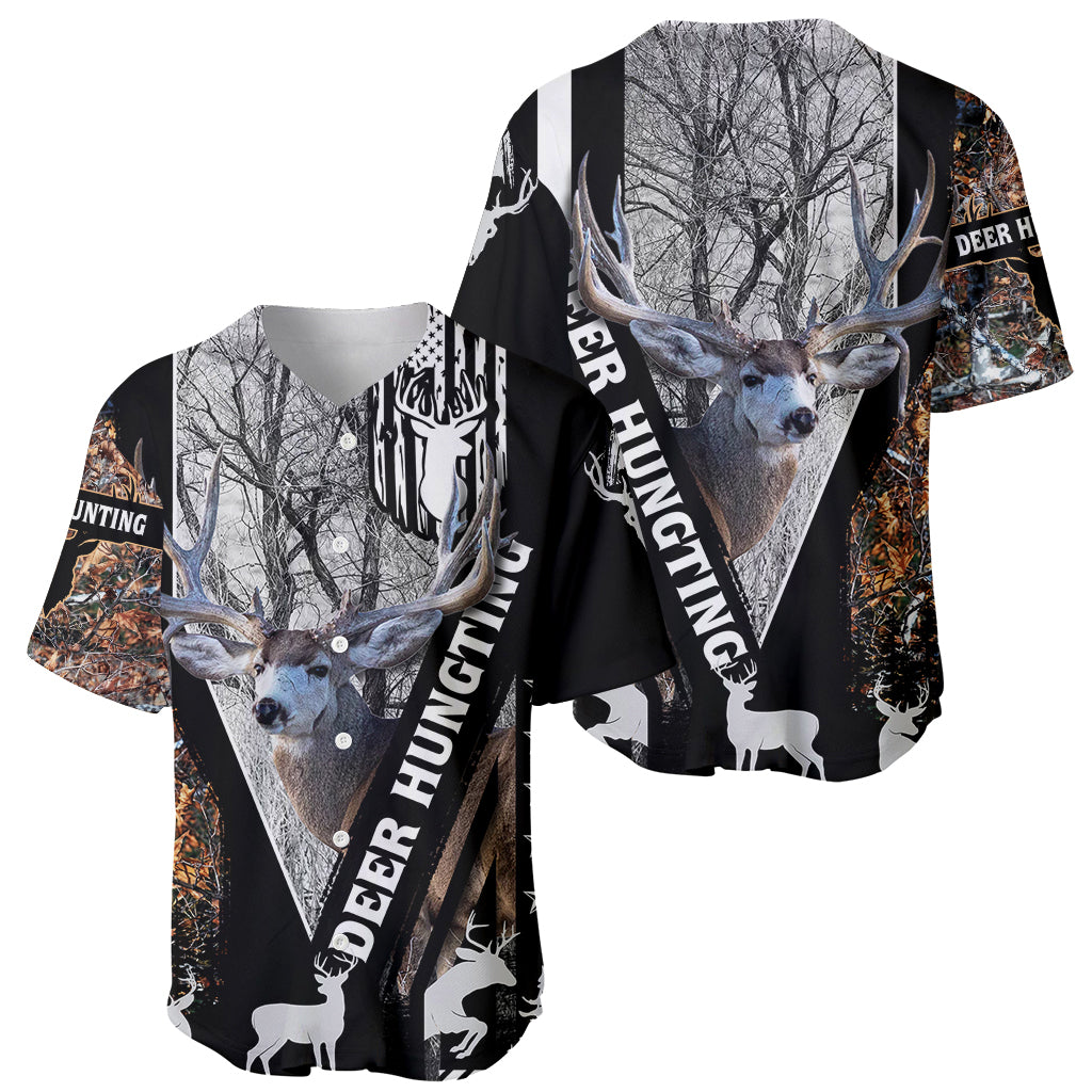 Deer Hunting Deciduous Forest Pattern Baseball Jersey - Wonder Print Shop