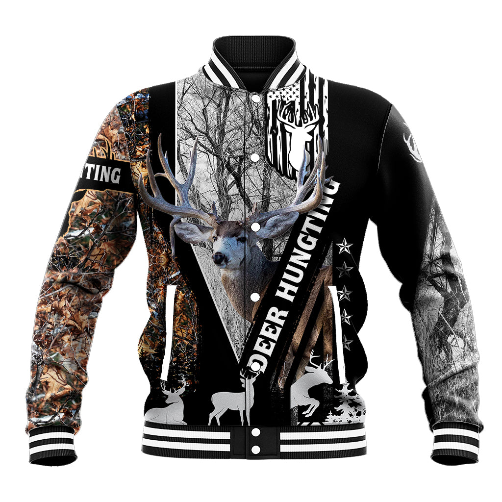 Deer Hunting Deciduous Forest Pattern Baseball Jacket - Wonder Print Shop