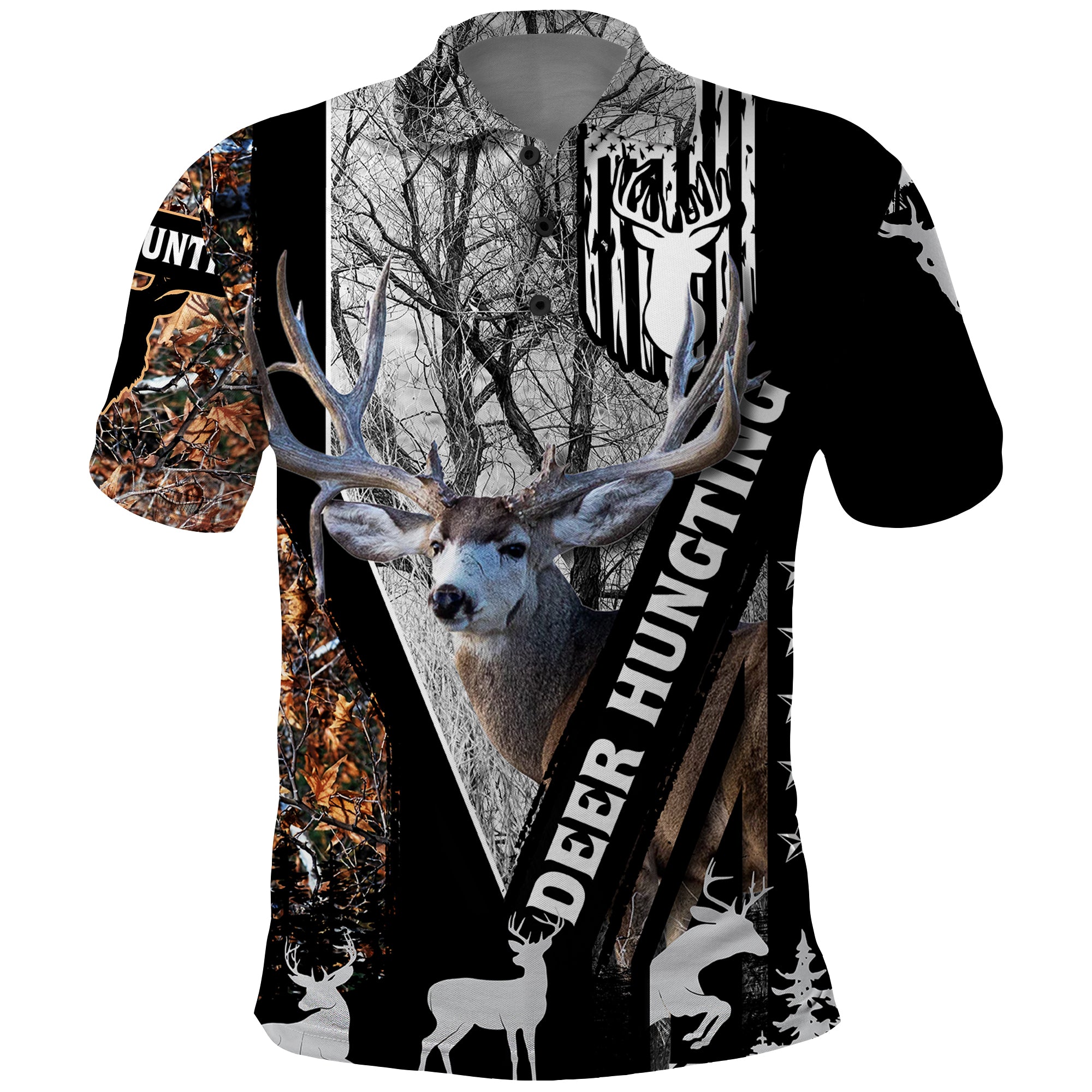 Deer Hunting Deciduous Forest Pattern Polo Shirt - Wonder Print Shop