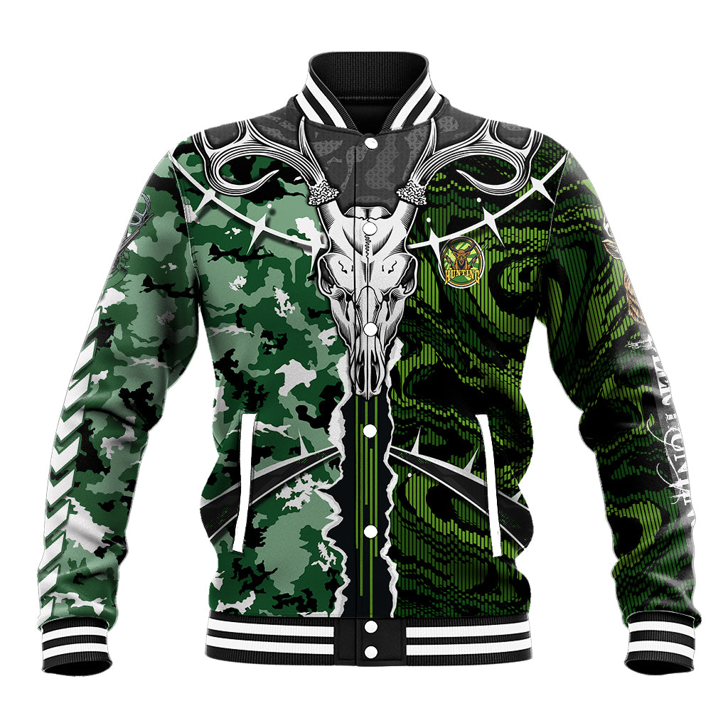 Deer Hunting Green Abstract Pattern Baseball Jacket - Wonder Print Shop