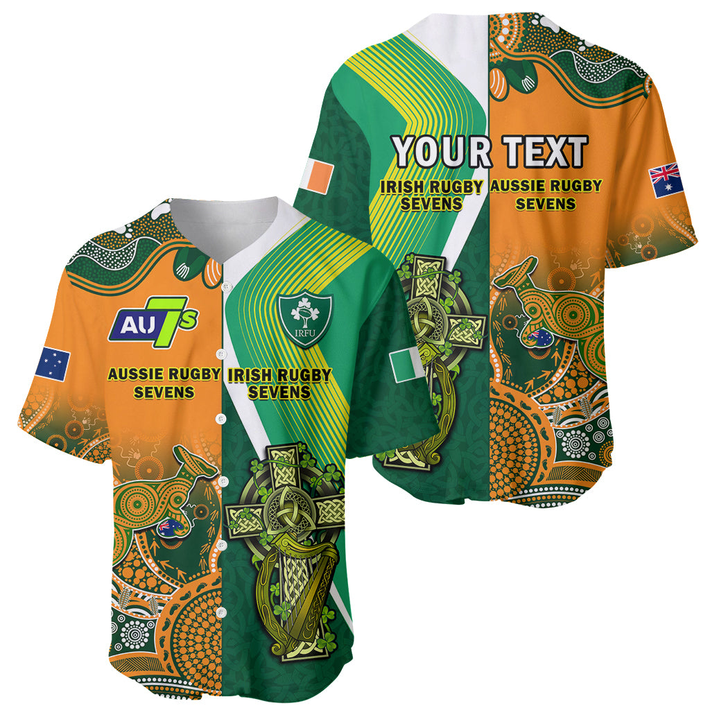 (Custom Personalised) Ireland and Australia Rugby Sevens Irish Sevens Mix Aussie Sevens Baseball Jersey - Wonder Print Shop