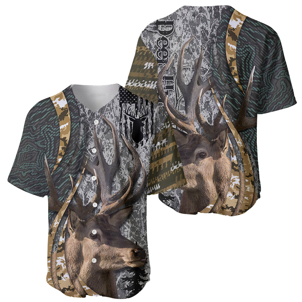 Deer Hunting Abstract Grunge Pattern Baseball Jersey - Wonder Print Shop