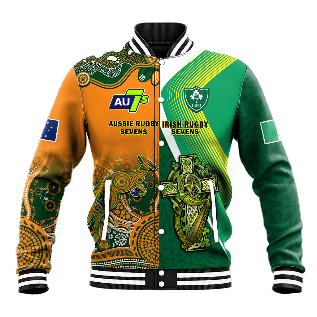 (Custom Personalised) Ireland and Australia Rugby Sevens Irish Sevens Mix Aussie Sevens Baseball Jacket - Wonder Print Shop