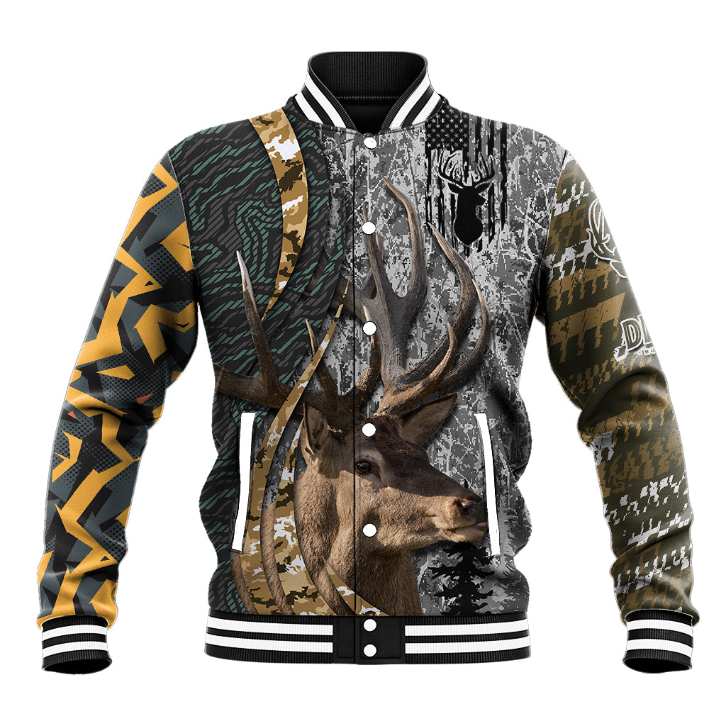 Deer Hunting Abstract Grunge Pattern Baseball Jacket - Wonder Print Shop