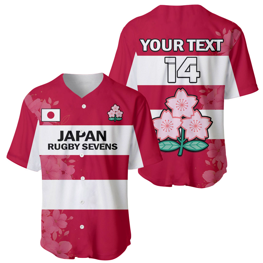 (Custom Text And Number) Japan Rugby 7s Japanese Cherry Blossom Baseball Jersey - Wonder Print Shop