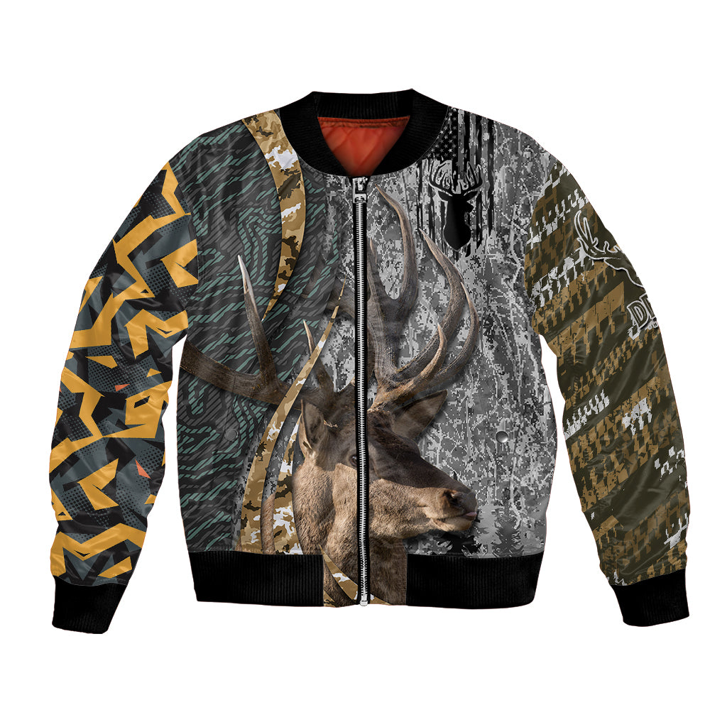 Deer Hunting Abstract Grunge Pattern Bomber Jacket - Wonder Print Shop