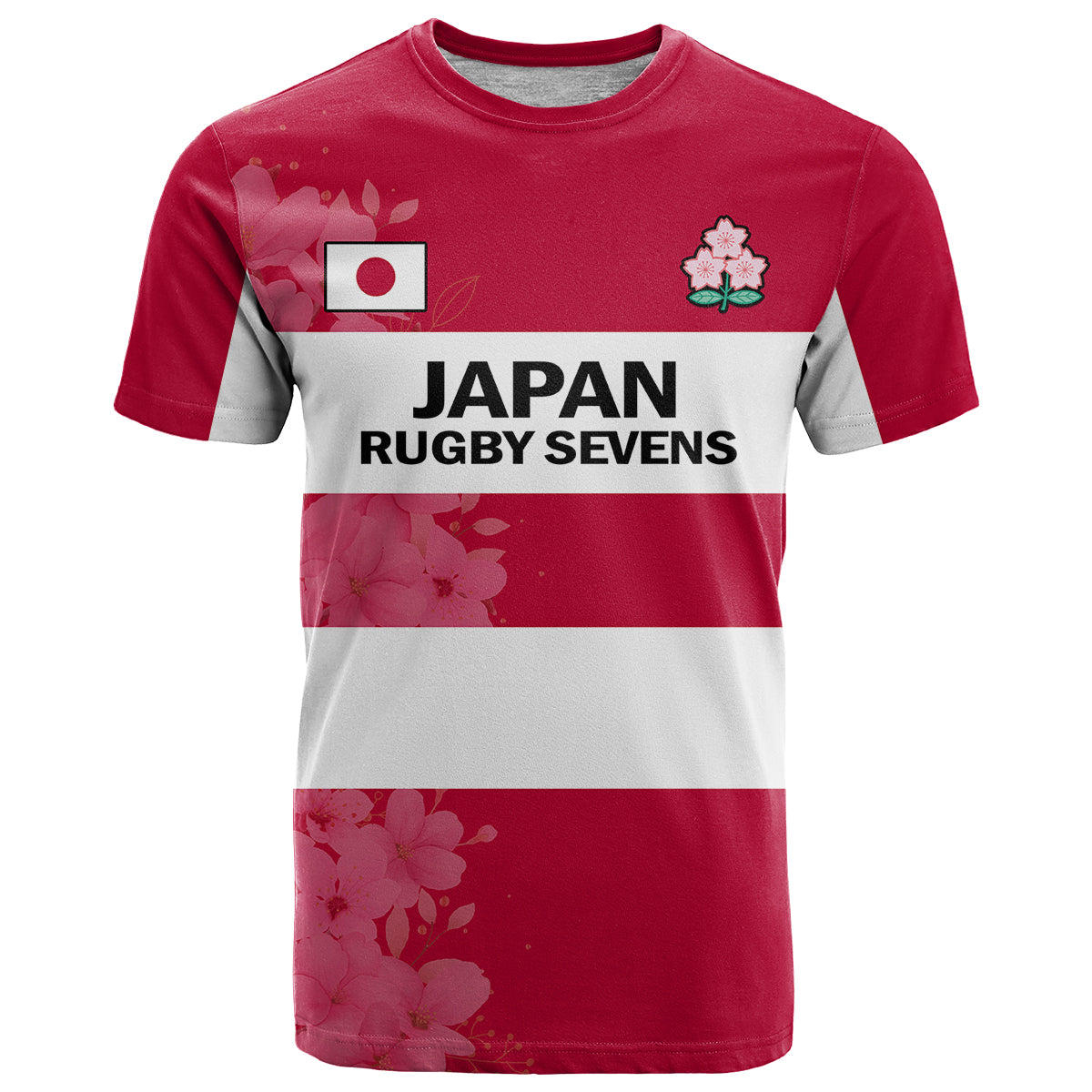 Custom Japan Rugby 7s Japanese Cherry Blossom T Shirt - Wonder Print Shop