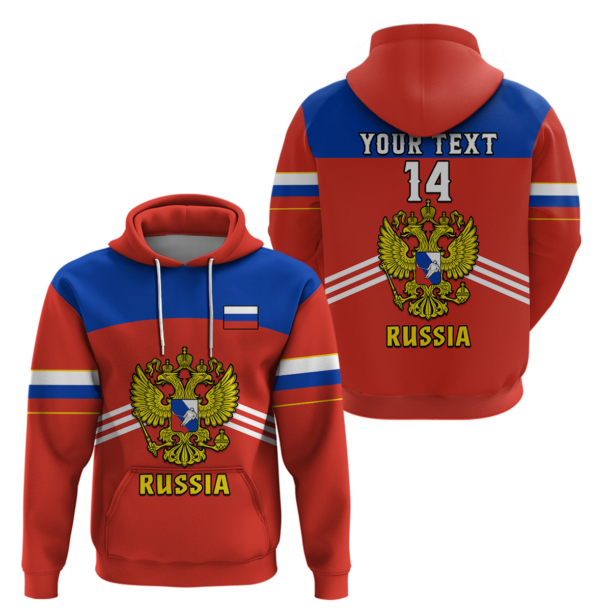 Custom Russia Hockey 2023 Red Sporty Style Hoodie - Wonder Print Shop