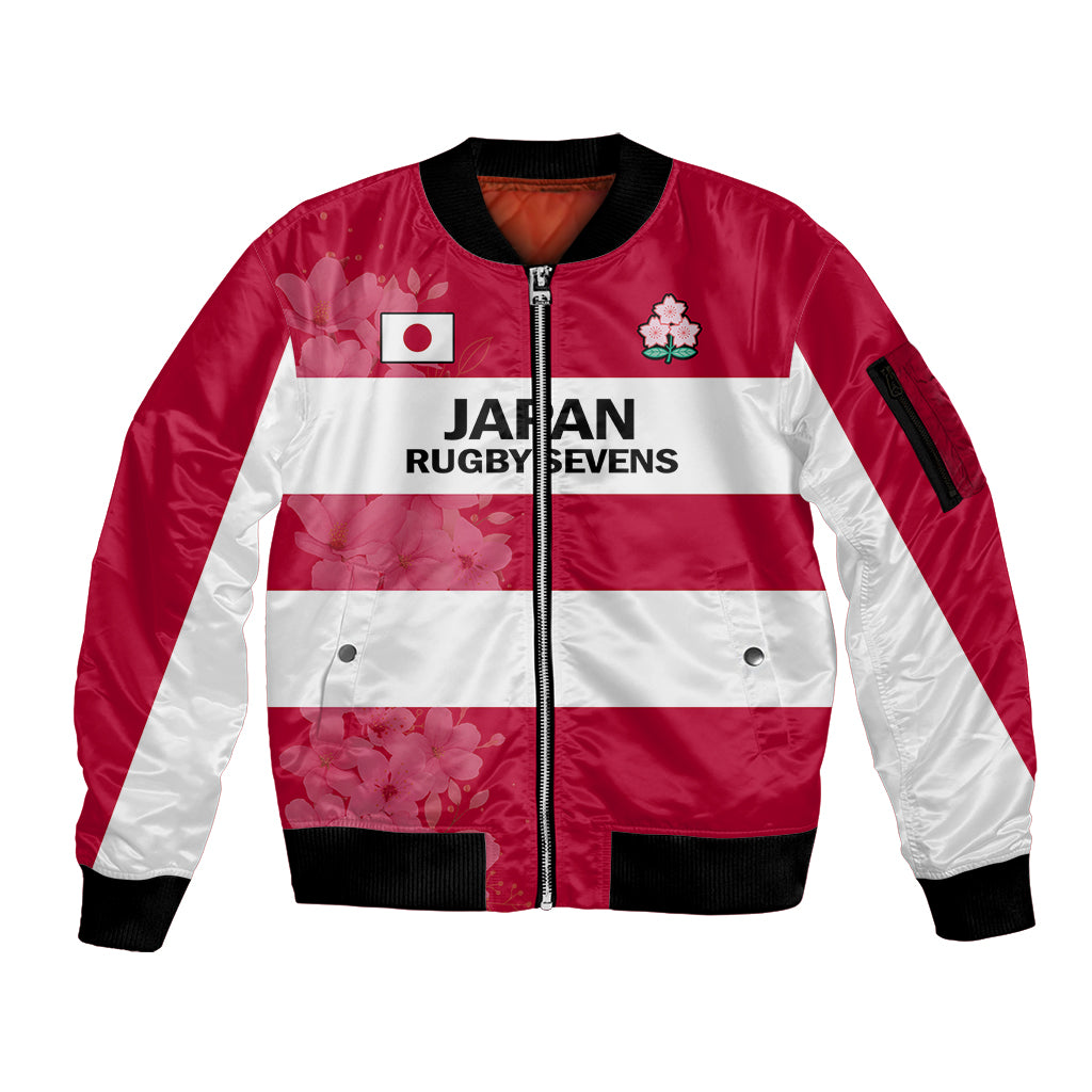 custom-text-and-number-japan-rugby-7s-japanese-cherry-blossom-sleeve-zip-bomber-jacket