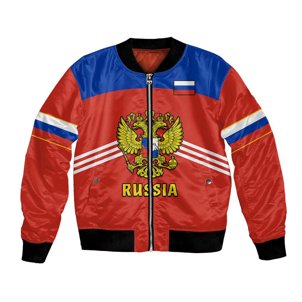 (Custom Text And Number) Russia Hockey 2023 Red Sporty Style Bomber Jacket - Wonder Print Shop