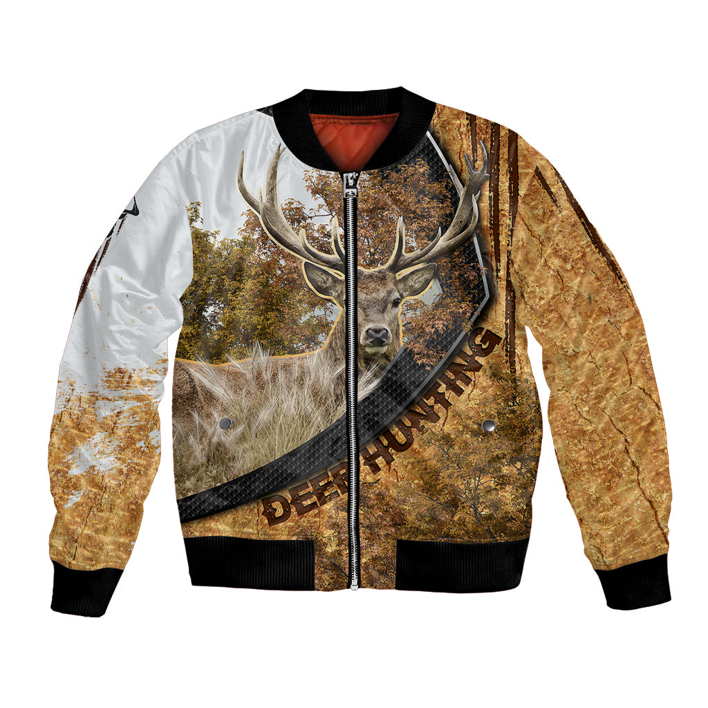 Deer Hunting Autumn Forest Abstract Pattern Bomber Jacket - Wonder Print Shop