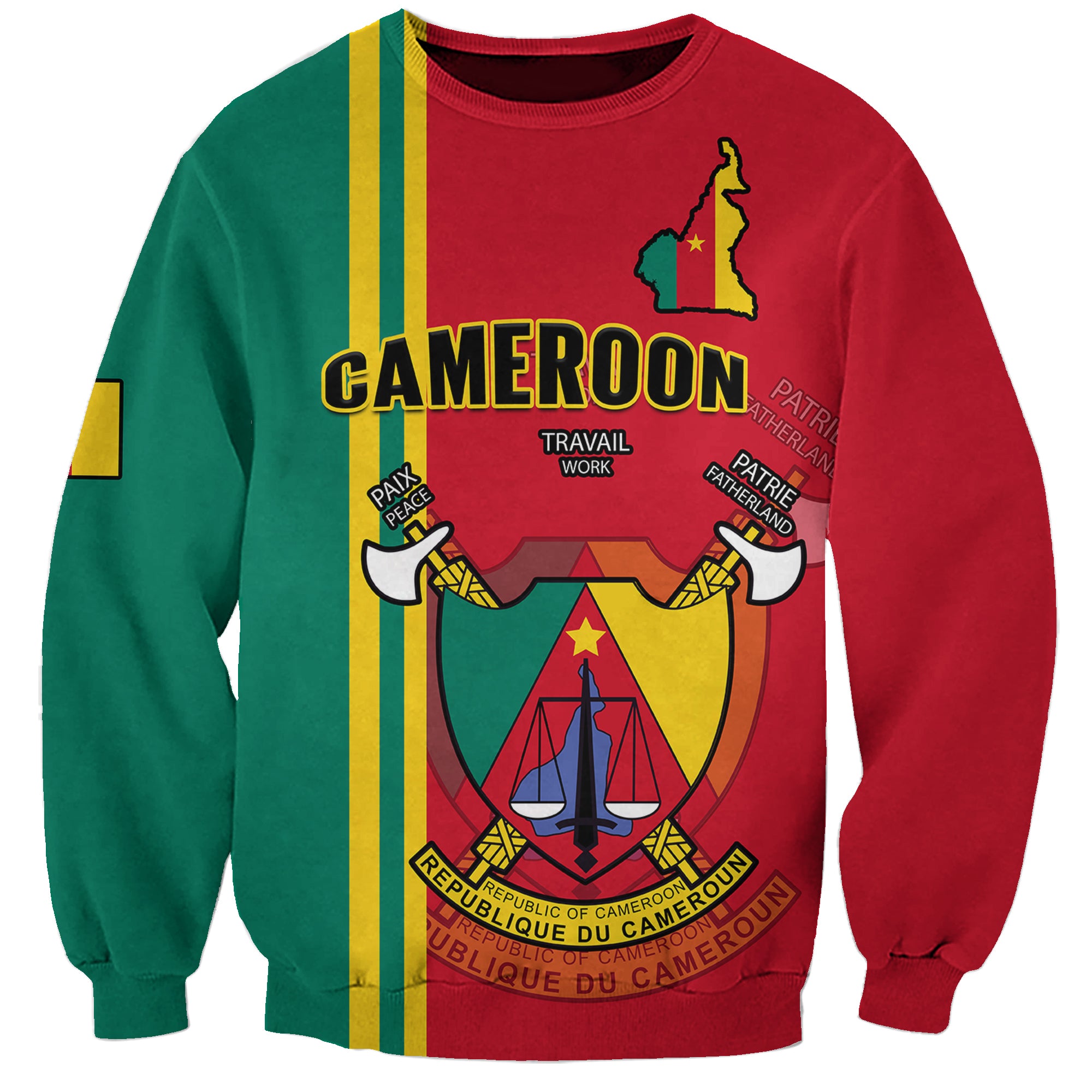 (Custom Personalised) Cameroon Happy Unity Day Cameroun Coat Of Arms Sweatshirt - Wonder Print Shop