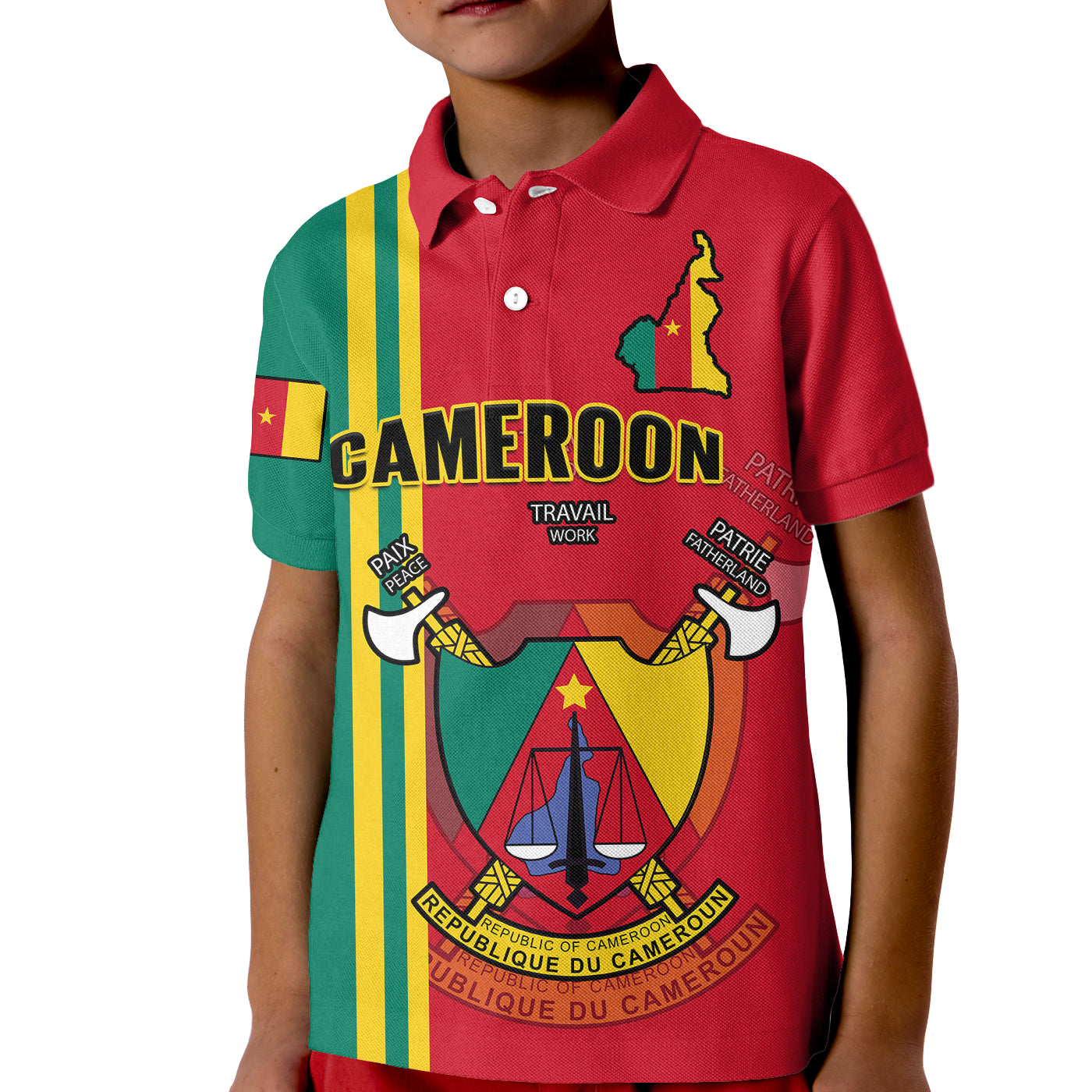 Custom Cameroon Polo Shirt Happy Unity Day Cameroun Coat Of Arms for Kid - Wonder Print Shop