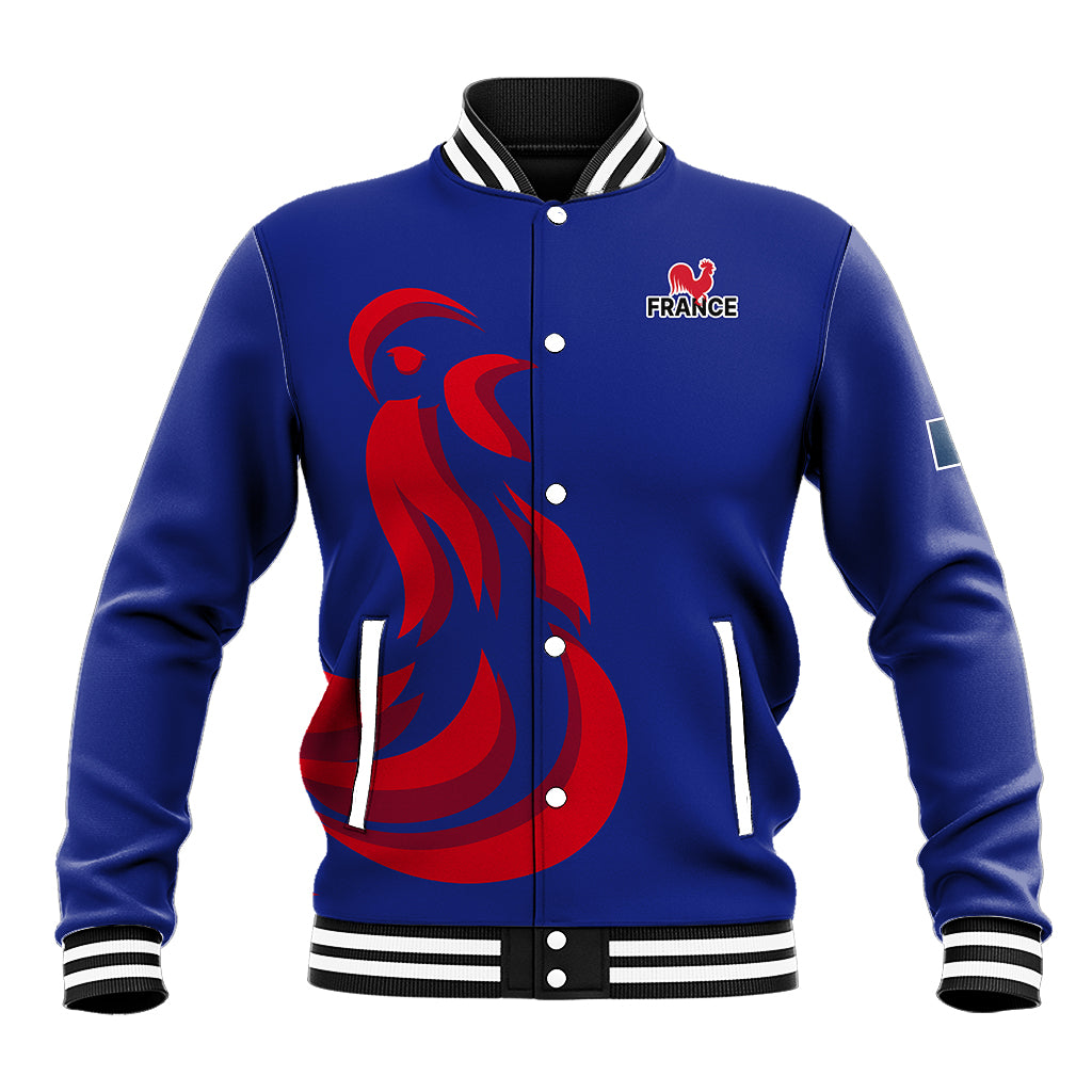 (Custom Personalised) France Rugby 7s 2023 Les Bleus Roosters Baseball Jacket LT9 - Wonder Print Shop