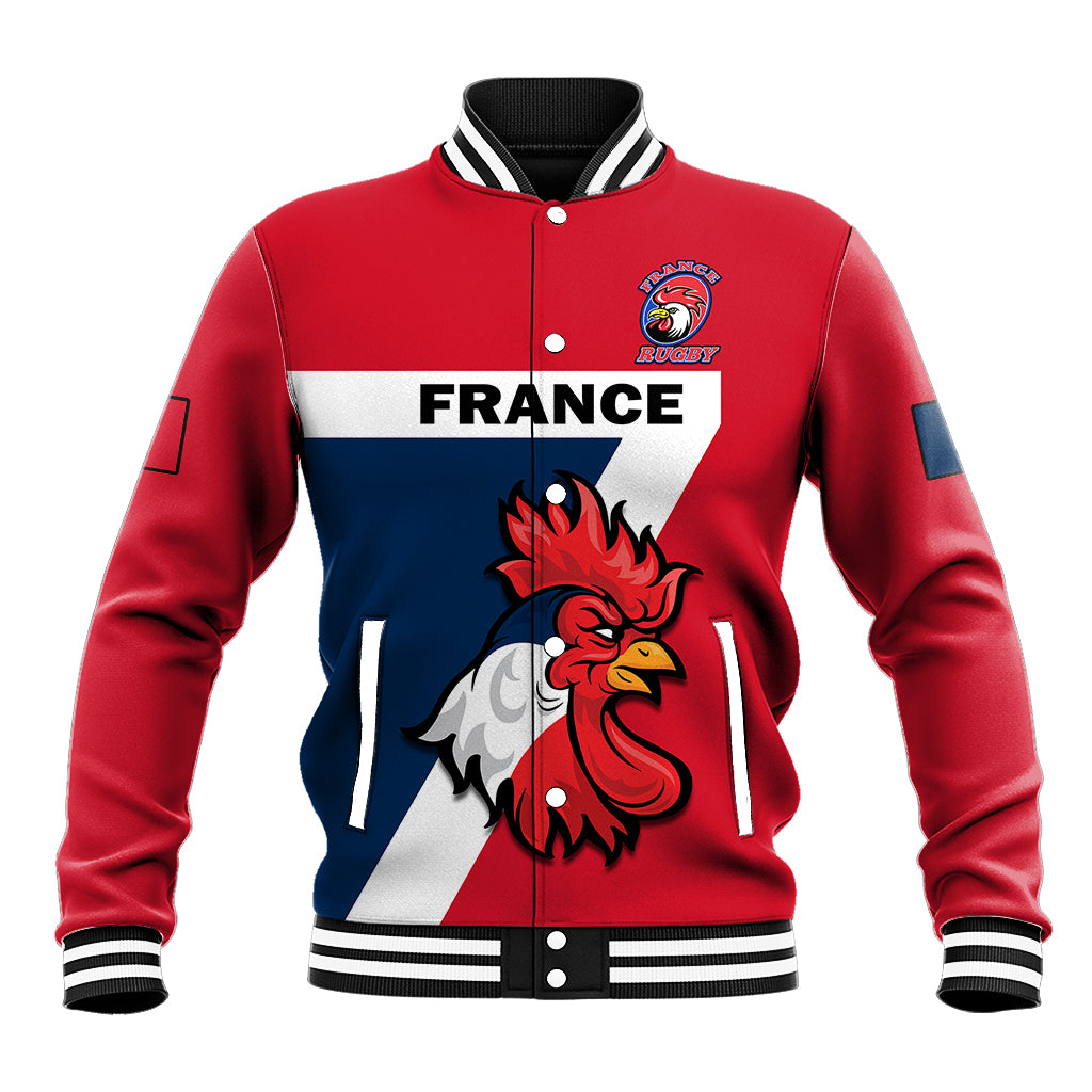 (Custom Text And Number) France Rugby 7s Sporty Style Baseball Jacket - Wonder Print Shop