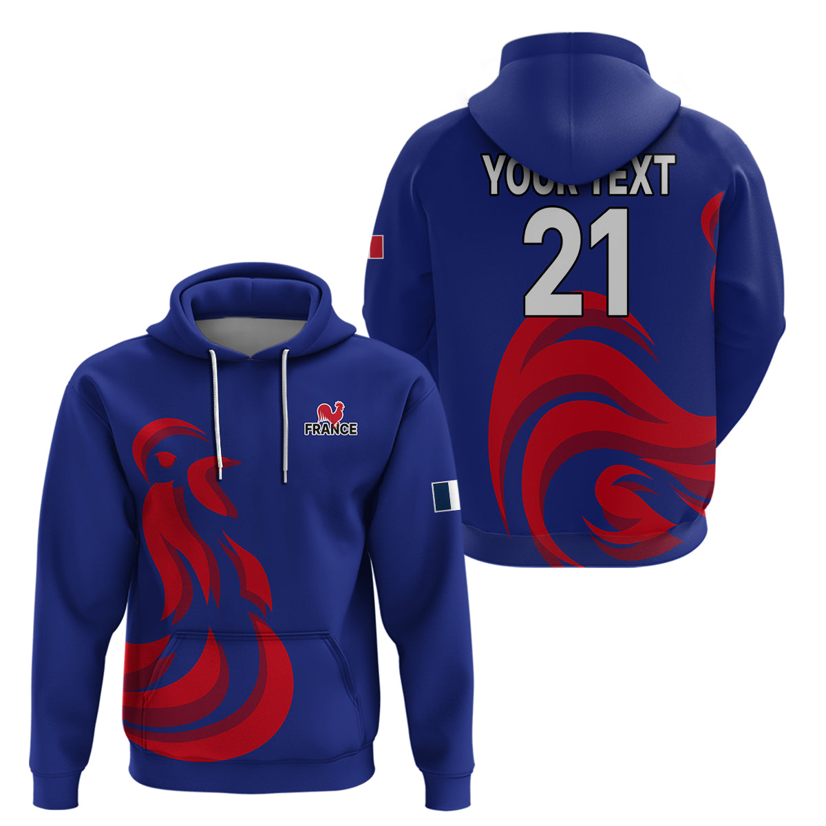 Custom France Rugby 7s Hoodie 2023 Les Bleus Roosters - Wonder Print Shop