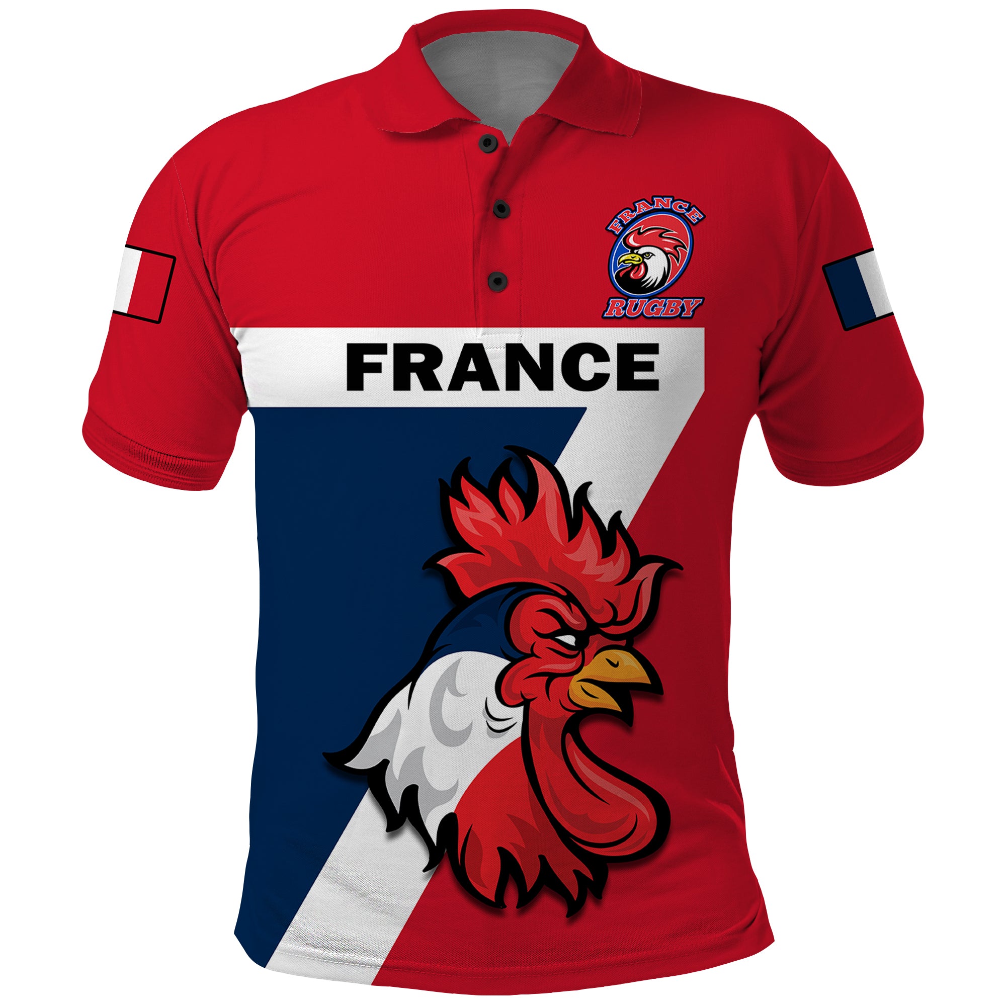 (Custom Text And Number) France Rugby 7s Polo Shirt Sporty Style - Wonder Print Shop