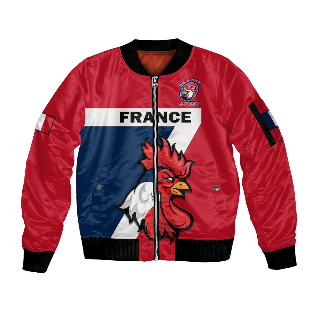 custom-text-and-number-france-rugby-7s-sporty-style-sleeve-zip-bomber-jacket