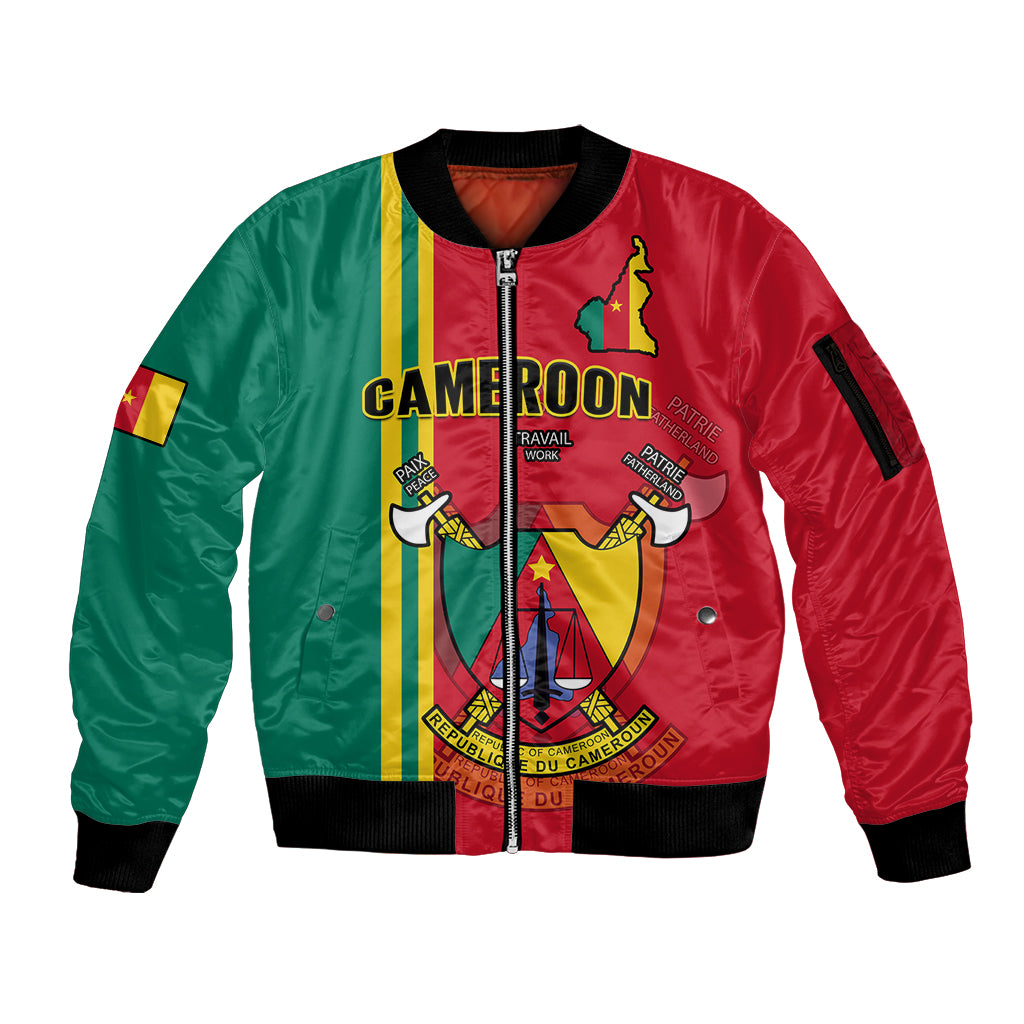 (Custom Personalised) Cameroon Happy Unity Day Cameroun Coat Of Arms Sleeve Zip Bomber Jacket - Wonder Print Shop