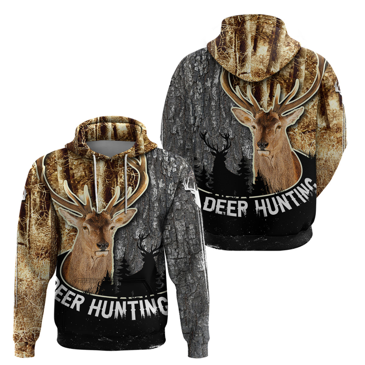 deer-hunting-old-tree-bark-texture-and-dry-broadleaf-forest-abstract-pattern-hoodie