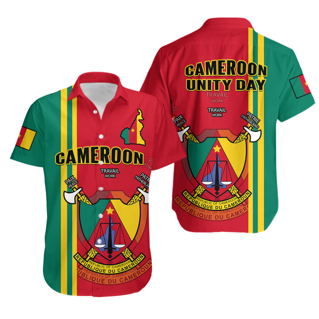 Cameroon Happy Unity Day Cameroun Coat Of Arms Hawaiian Shirt - Wonder Print Shop