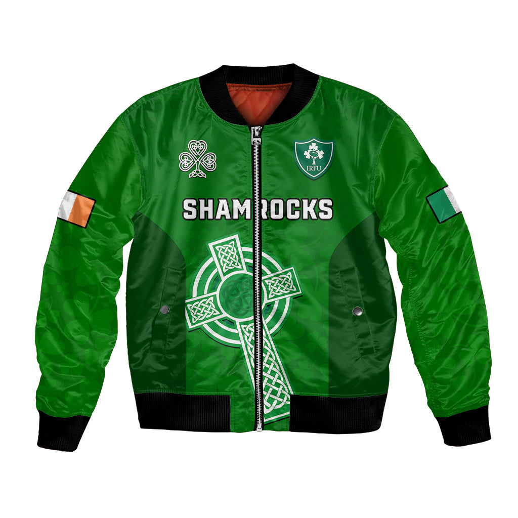 (Custom Text And Number) Ireland Rugby Go Shamrocks Bomber Jacket - Wonder Print Shop