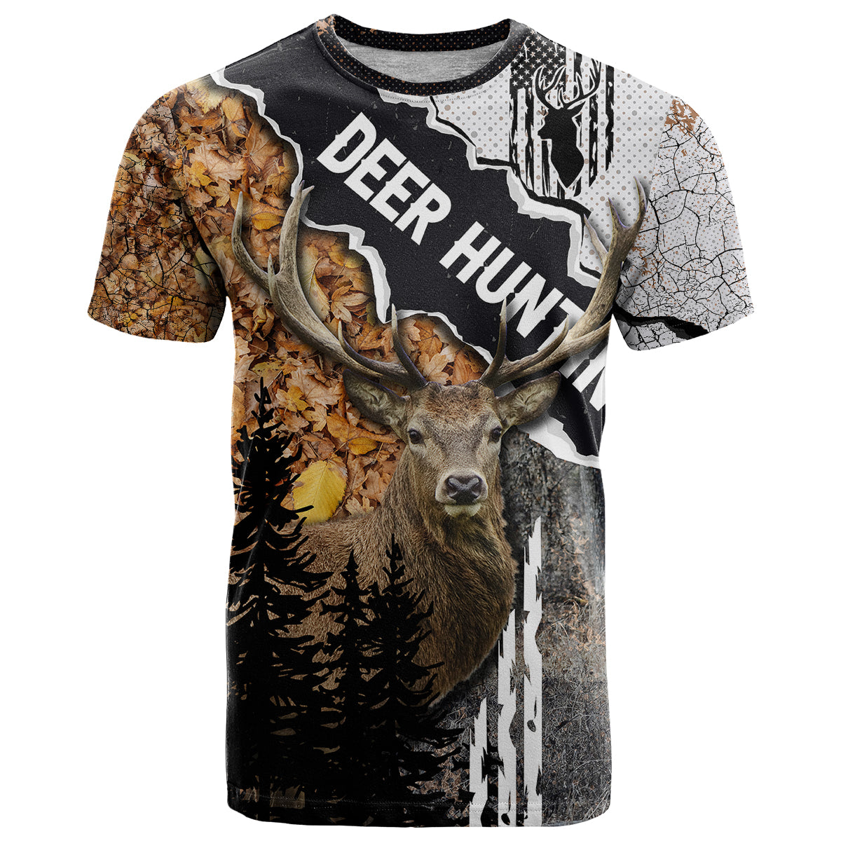 deer-hunting-dry-broadleaf-forest-grunge-pattern-t-shirt