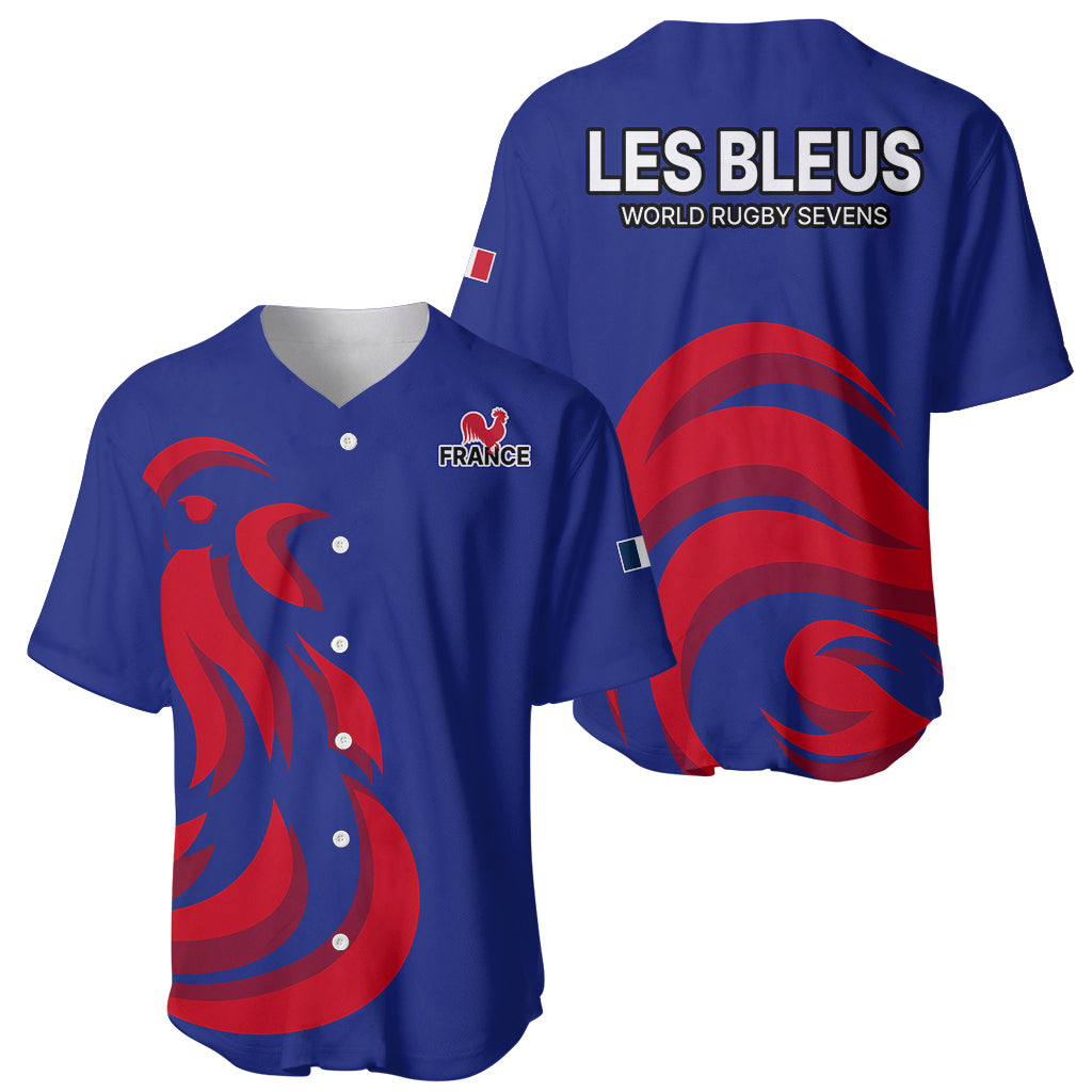 France Rugby 7s 2023 Les Bleus Roosters Baseball Jersey LT9 - Wonder Print Shop