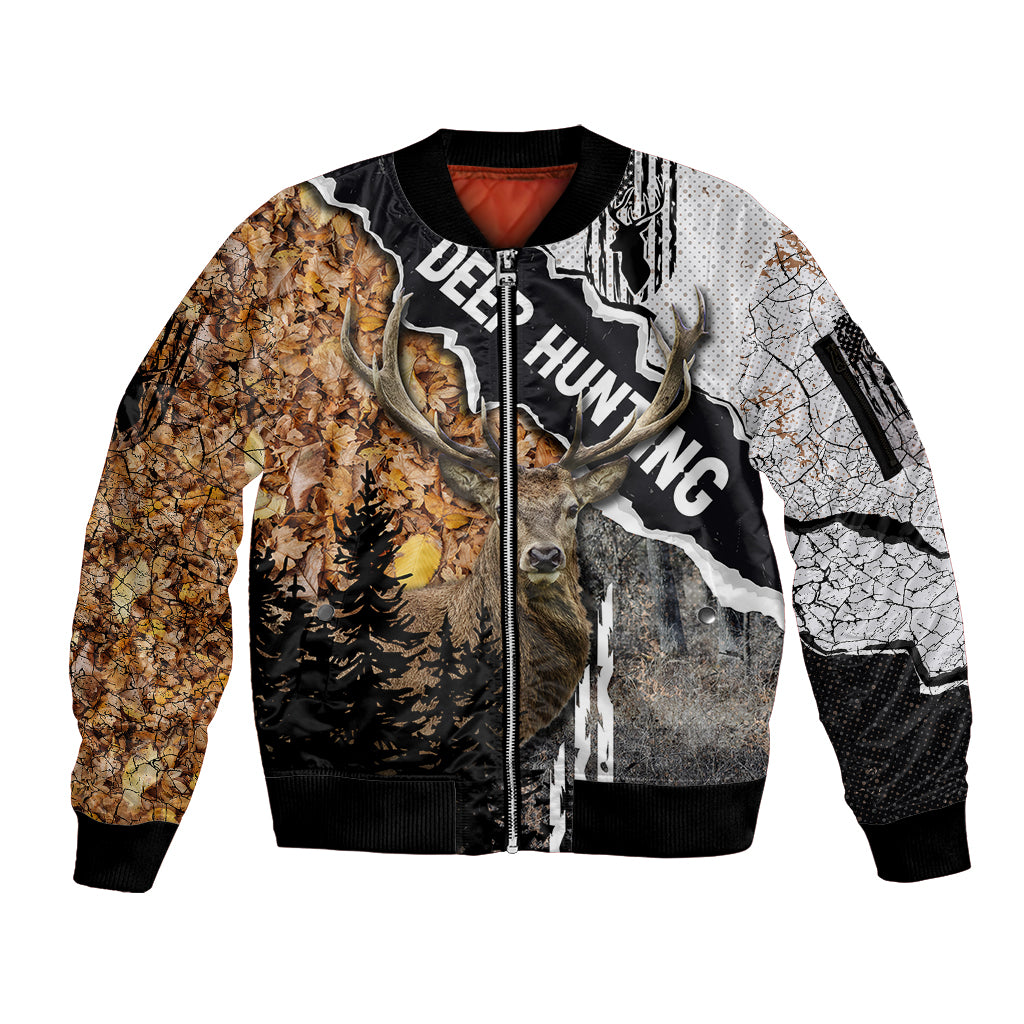 deer-hunting-dry-broadleaf-forest-grunge-pattern-sleeve-zip-bomber-jacket