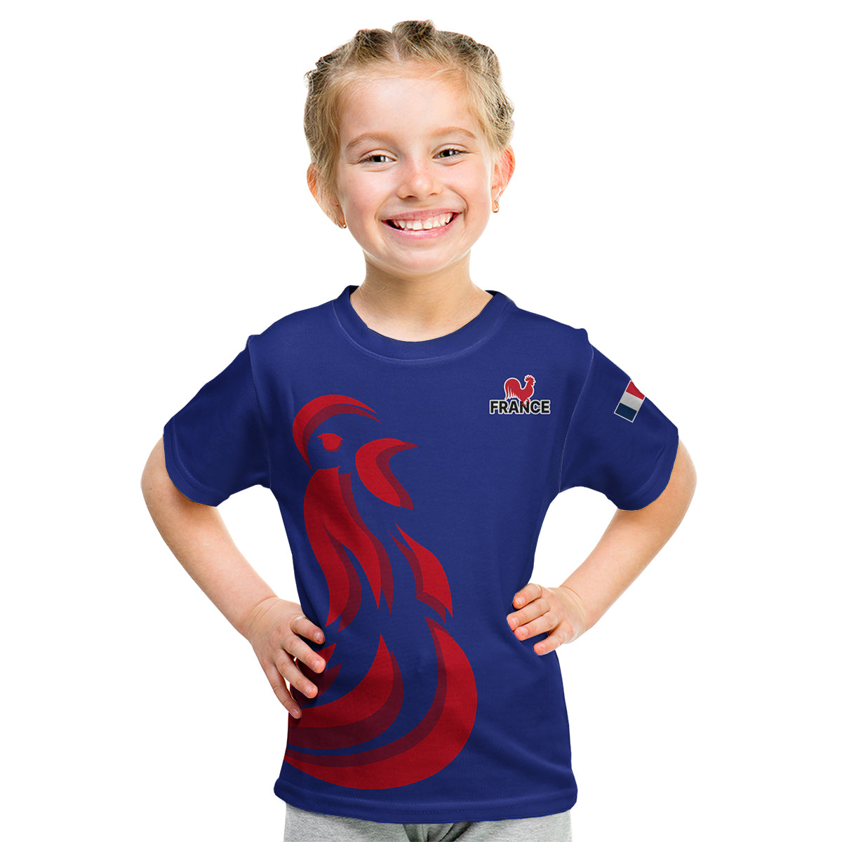 France Rugby 7s 2023 Les Bleus Roosters Kid T Shirt - Wonder Print Shop