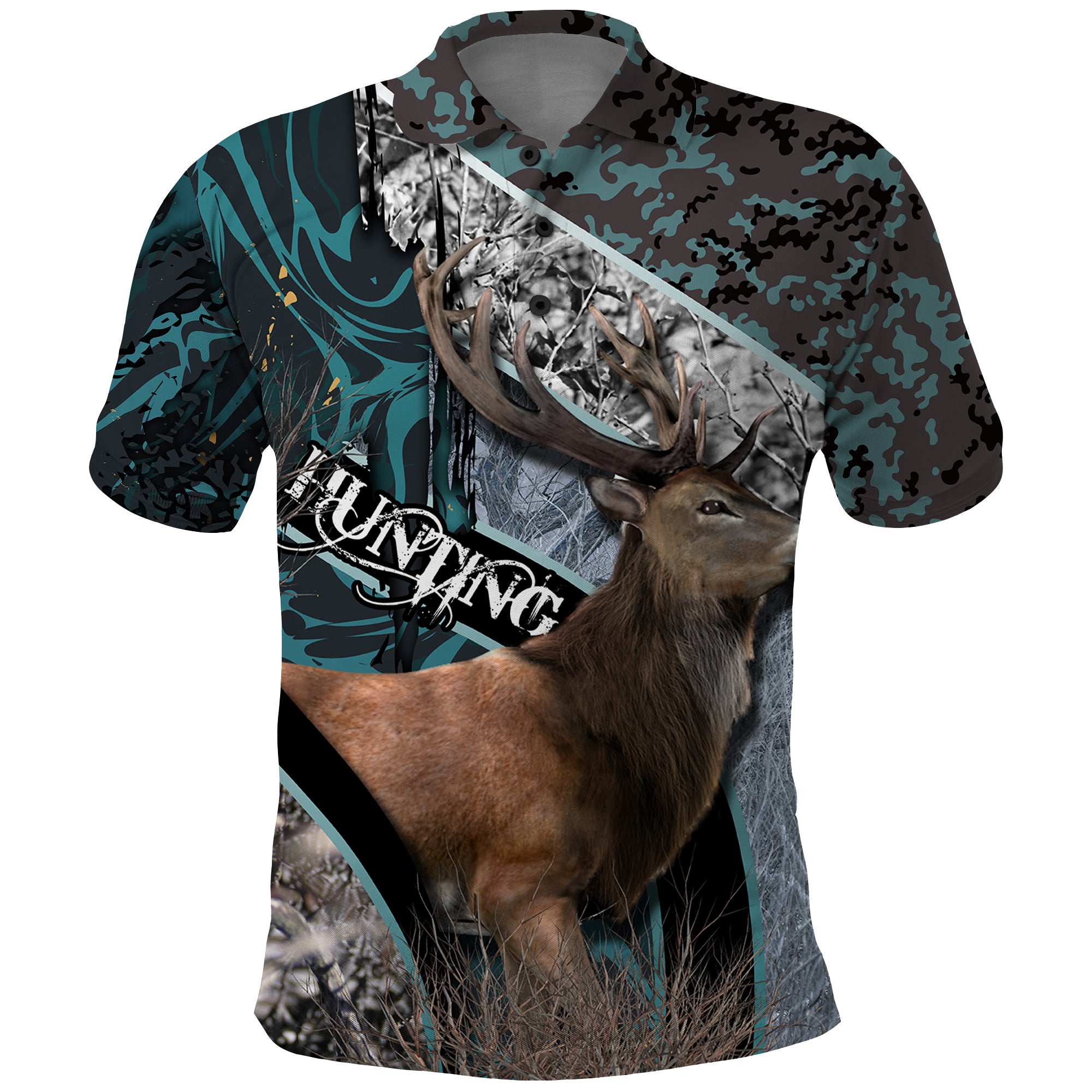 Deer Hunting Abstract Pattern Polo Shirt - Wonder Print Shop