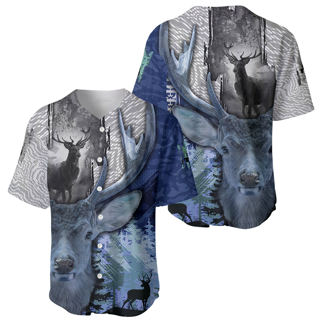 Deer Hunting - Stag In The Night Abstract Pattern Baseball Jersey - Wonder Print Shop