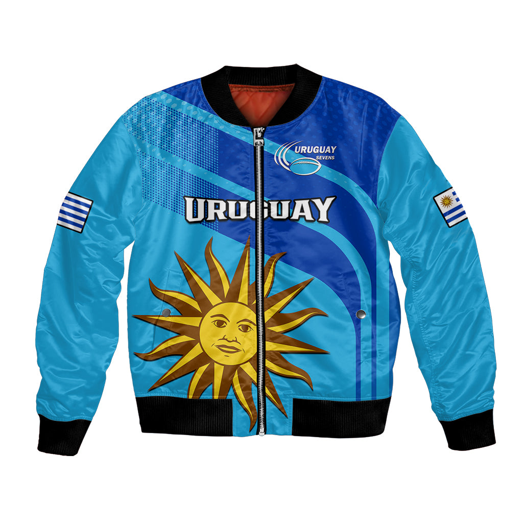 (Custom Text And Number) Uruguay Rugby 7s Sporty Style Bomber Jacket - Wonder Print Shop