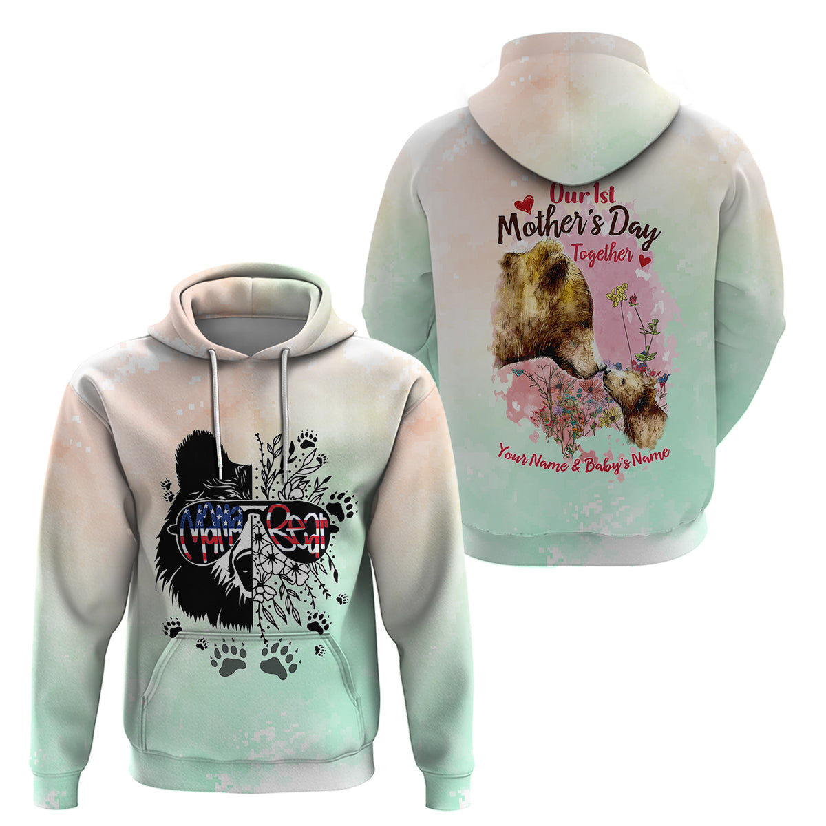 personalised-mama-bear-us-flag-first-mothers-day-together-hoodie