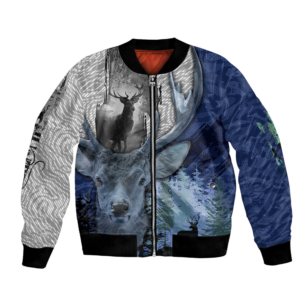 Deer Hunting - Stag In The Night Abstract Pattern Bomber Jacket - Wonder Print Shop