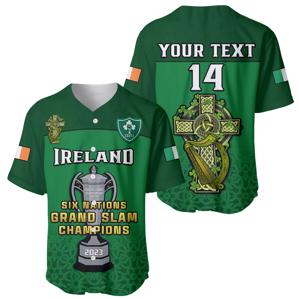 (Custom Text And Number) Ireland Rugby 2023 Champions Six Nations Irish Proud Baseball Jersey - Wonder Print Shop