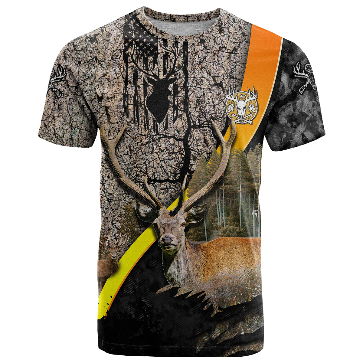 deer-hunting-old-tree-bark-texture-gray-abstract-pattern-t-shirt