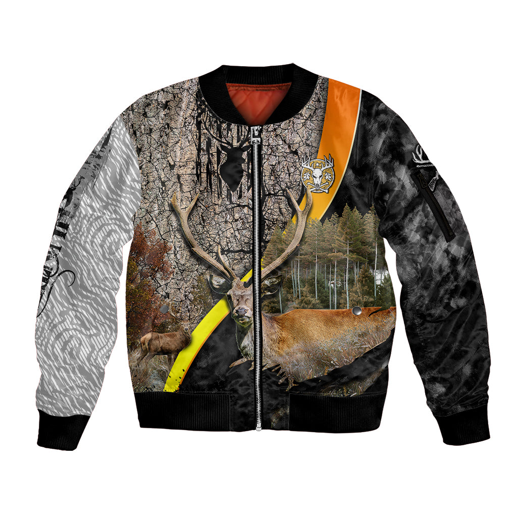 deer-hunting-old-tree-bark-texture-gray-abstract-pattern-sleeve-zip-bomber-jacket