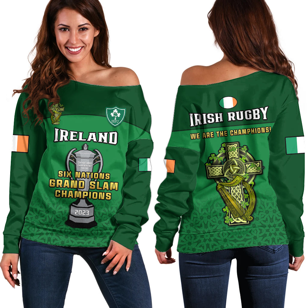 Ireland Rugby 2023 Champions Six Nations Irish Proud Off Shoulder Sweater - Wonder Print Shop