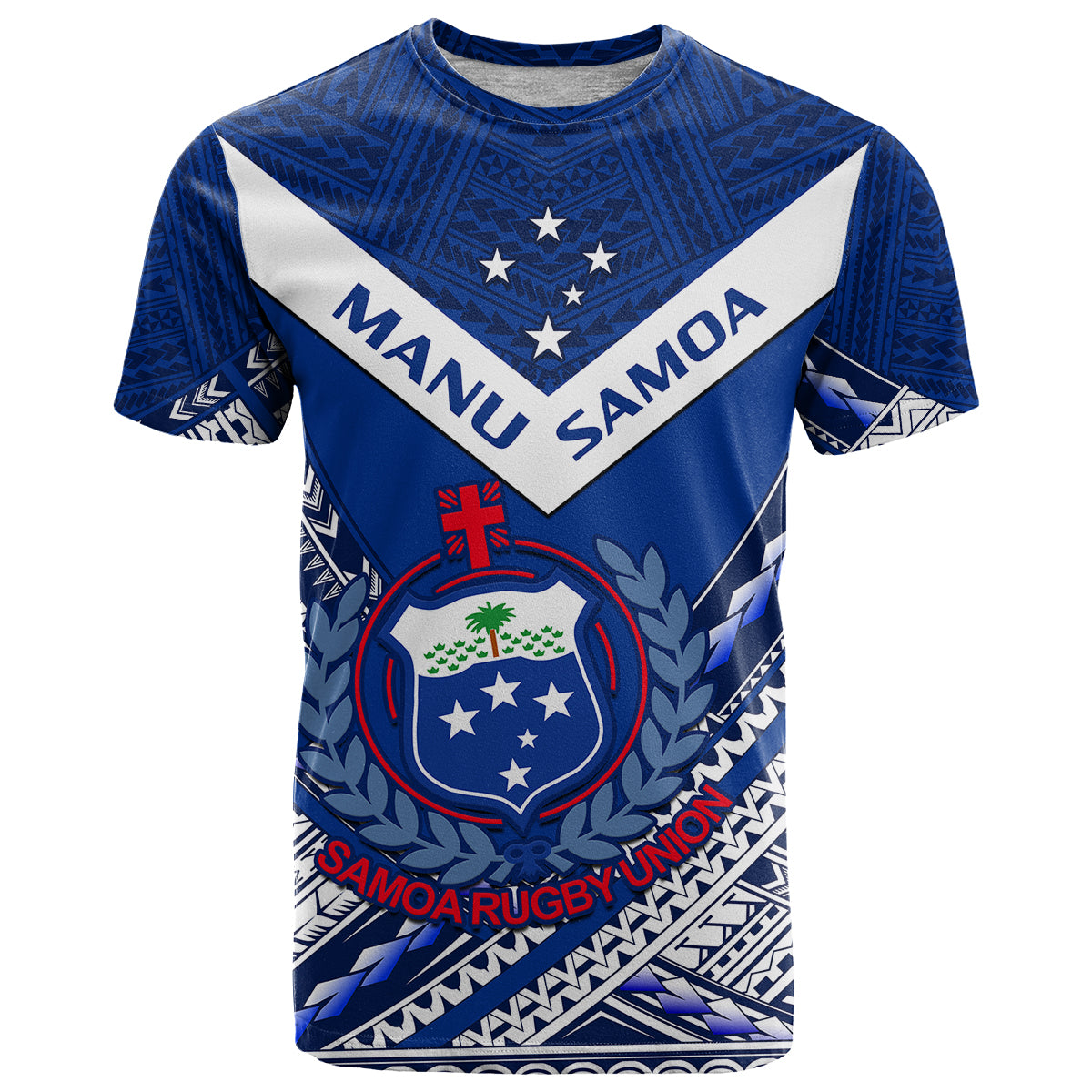 Custom Samoan Rugby Manu Samoa 7s Polynesian Pattern T Shirt - Wonder Print Shop