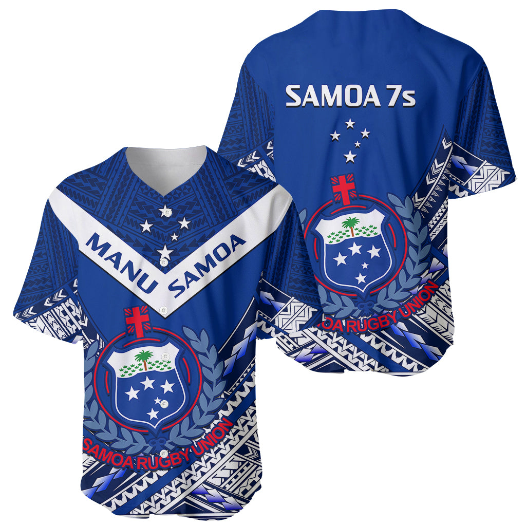 Samoan Rugby Manu Samoa 7s Polynesian Pattern Baseball Jersey - Wonder Print Shop