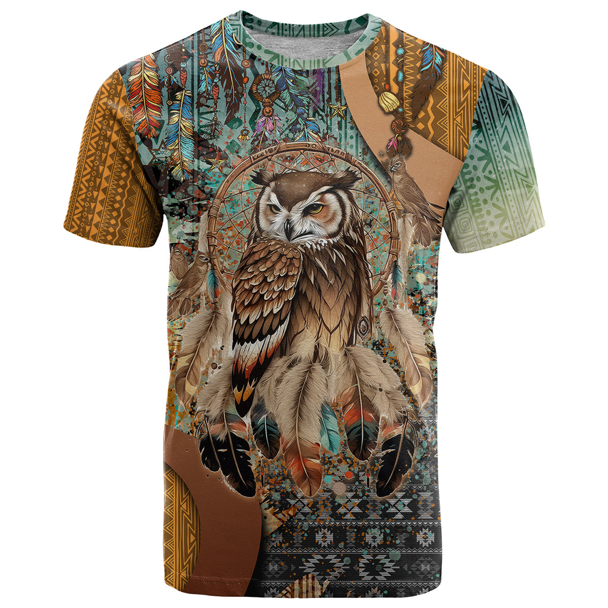 native-american-dreamcatcher-owl-and-feathers-t-shirt