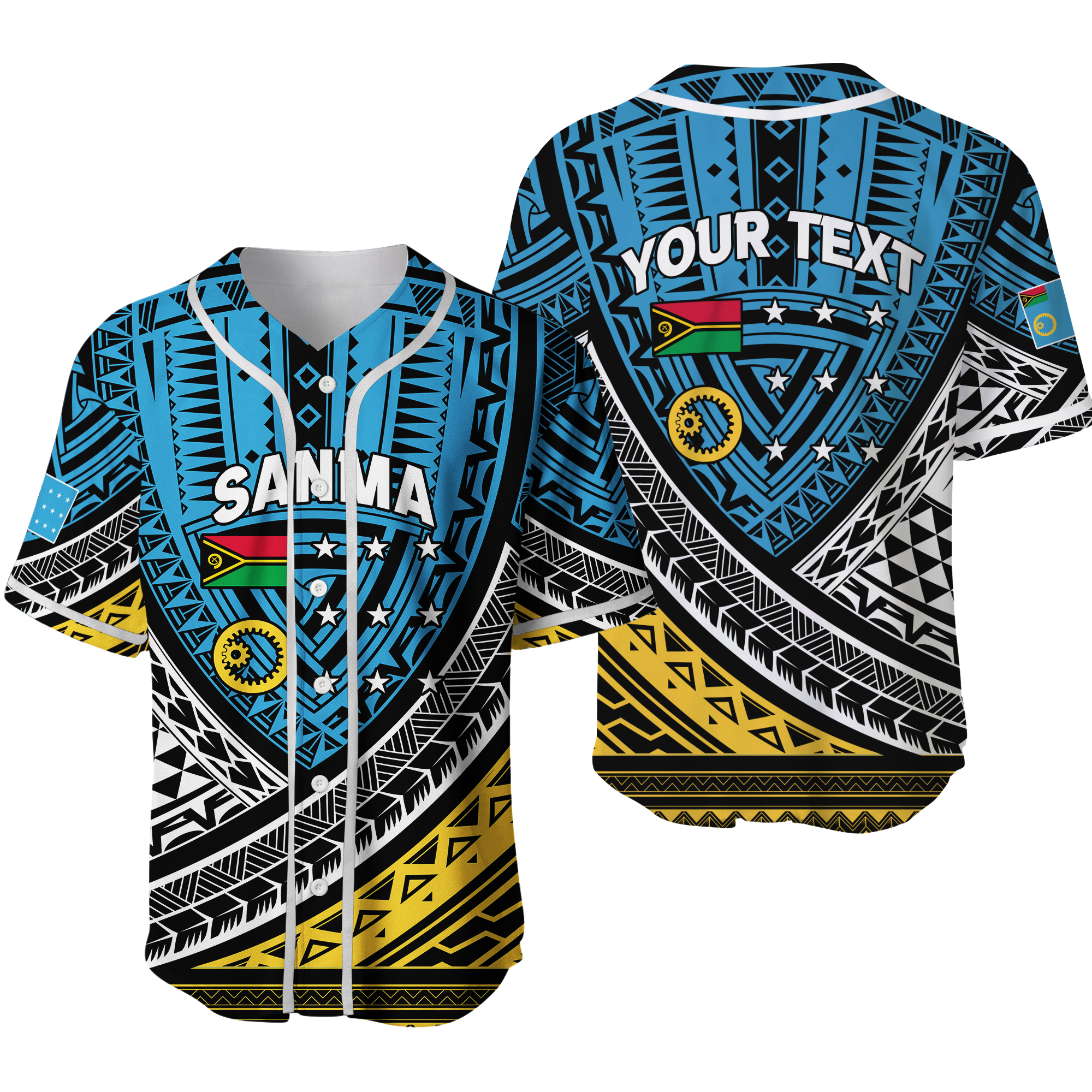 Custom Personalised Vanuatu Sanma Province Tribal Pattern Baseball Jersey - LT12 - Wonder Print Shop